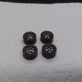 Hot Wheels Redline 4 HK Large Deep Dish Repro Bearing Wheels - Bright Chrome