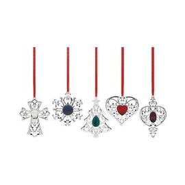 Lenox Bejeweled Silverplated Holiday Ornament Set - 5 Piece (5)