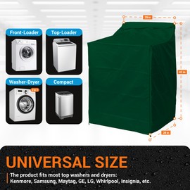 BlueStars Washing Machine Cover For Top-load - Premium Outdoor Protection For Most Washer Dryer Cover - W29”x D28”x H43” (Green)
