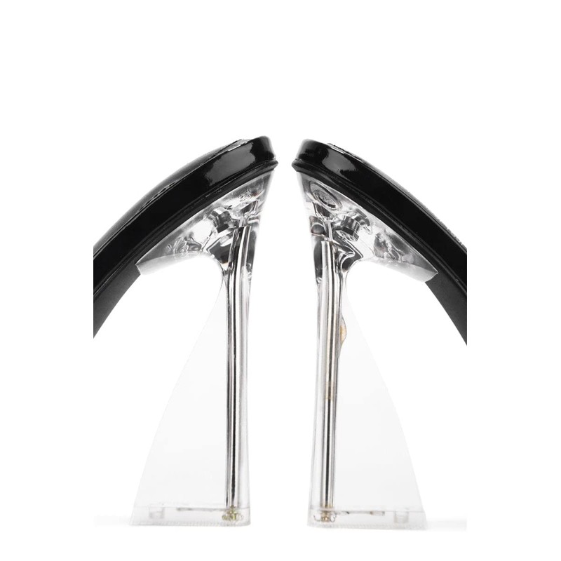 Vikki Clear Round Toe Single Sole High Heels, Black Size