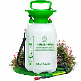 1.3 Gallon Pump Pressure Sprayer (5L) – Lawn and Garden Sprayer with Adjustable Nozzle & Shoulder Strap – for Watering Plants, Weeds, Fertilizer & Outdoor Cleaning