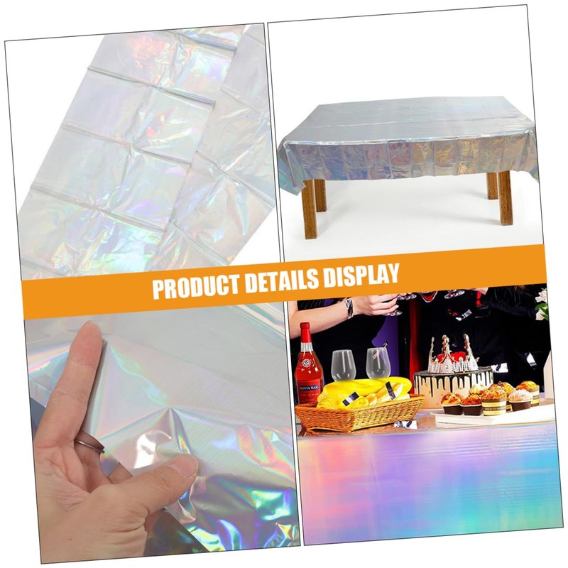 Ciieeo 2pcs Iridescent Tablecloth Rectangle Table Cover Party Supplies for