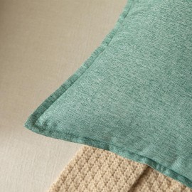 YAERTUN Pack of 2 Decorative Linen Soild Cushion Covers Farmhouse Neutral Throw Pillow Cases for Chair Couch Sofa Bedroom Living Room Home Decor 16 x 16 Inch 40x40 cm Sage Green