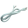 White 18AWG 3-Prong Power Cord with Open Wiring, 10Amp Max,