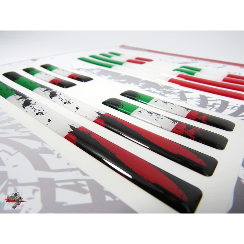 BIKE-label Italy 3D Sticker Flags Pack of 12 Stickers Car