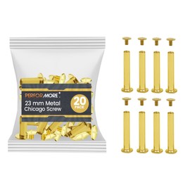 Performore 20 Pack of Chicago Screw Post Binding Screws, 23mm Brass Plated Metal Screw Posts for Scrapbooking, Photo Albums, Binding Leather Repair