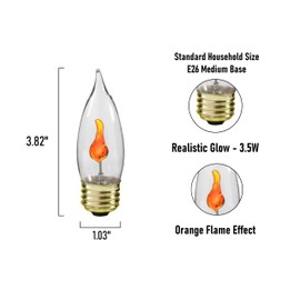 Creative Hobbies® 3 Watt Flicker Flame Light Bulb - Flame Shaped, Flickering Orange Glow for Unique Ambience - E26 Standard Base, Box of 10