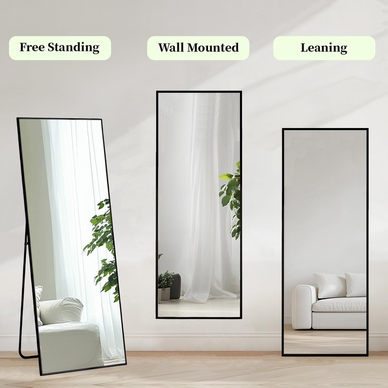 Sunniry Full Length Mirror 56x16 inch, Black Full Body Mirror,