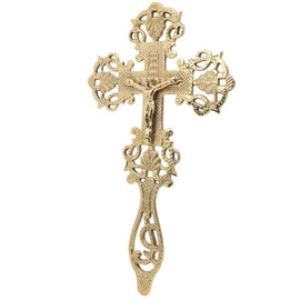Needzo Elegant Filigree Brass Cross - Timeless Religious Decor - 9" L x 5" W