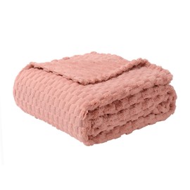 FY FIBER HOUSE Fleece Blanket King Size for Bed 300GSM Super Soft Plush Fuzzy Blankets and Throws for Sofa Couch Office, 90x108 Inches, Pink
