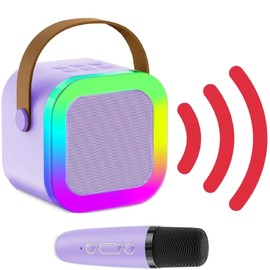 Karaoke Machine for Kids, Portable Bluetooth Speaker with Wireless Microphone, Clear & Loud Sound, Kids Toys Gifts for Girls 4, 5, 6, 7, 8, 9, 10 +Year Old (Purple)