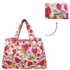 allydrew Large Foldable Tote Nylon Reusable Grocery Bag, Red Floral