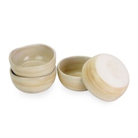 roro 3.5-Inch Ceramic Dipping Bowls, Set of 4 - Handcrafted Brown Clay Style, Semi-Matte Exterior, Glossy Interior - Microwave, Oven, and Dishwasher Safe