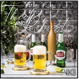 Vikko Beer Mug, Set of 2 Glass Beer Mugs, 13.5 Ounce, Dishwasher Safe Durable Drinking Glass for Craft Brews, Beer or Water