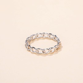 Mameloly 3.8mm 925 Sterling Silver Wedding Bands for Women Minimalist Stackable Open Chain Link Engagement Rings Size 7