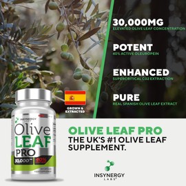 30,000MG Olive Leaf Extract Pro | 40% Oleuropein 2X Strength | 90 Ultra-Premium Grade Olive Leaf Extract Capsules - Highest Strength Olive Leaf Supplement in The UK