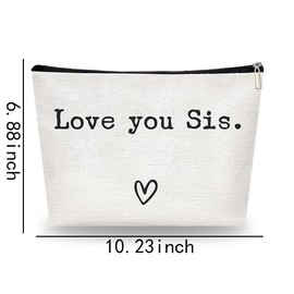 Love You Sis Makeup Bags for Women Girls Big Lil Sister Birthday Christmas Gifts for Friends Bestie Friendship Gifts for Sister Cosmetic Bag Gifts from Sister Makeup Case for Big Little Sis Travel Bag