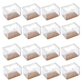 Chair Leg Caps, WarmHut 16pcs Transparent Clear Silicone Table Furniture Leg Feet Tips Covers Wood Floor Protectors, Felt Pads, Prevent Scratches, (Rectangle)