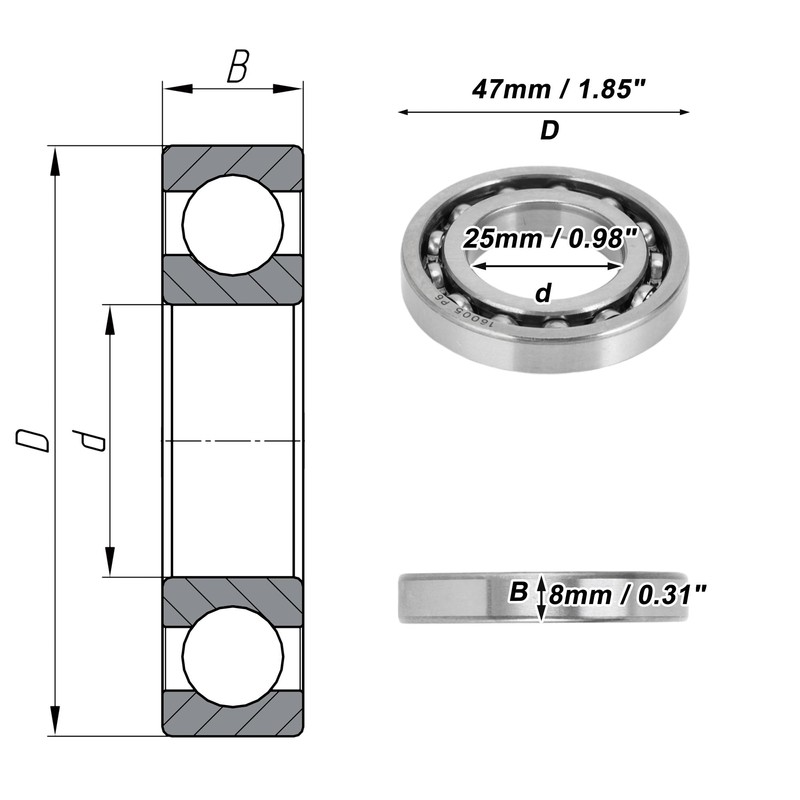 ACROPIX 16005 Deep Groove Ball Bearing P6 25x47x8mm Lubricated Bearing