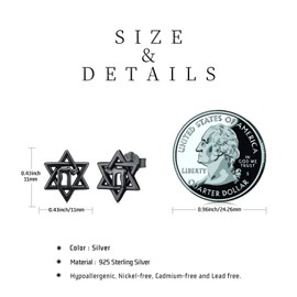 Kootwo Jewish Chai Earrings 925 Sterling Silver, Star of David Stud Earrings for Men Women, Hypoallergenic Ear Studs Jewelry Gift, Free, Sterling Silver, No Gemstone
