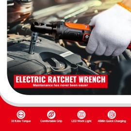 Happybuy 3/8" Cordless Electric Ratchet Wrench Set, 12V Powerful Kit, Fast Charge, Batteries, LED Light, for Home and Workshop