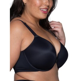 Vanity Fair Women's Full Figure Front Closure Bra, Beauty Back Smoothing, Lightly Lined Cups up to DDD, Black, 38C