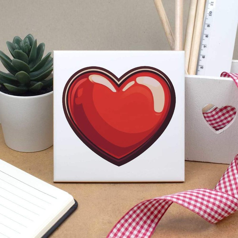 'Valentine's Heart' 108mm Square Ceramic Tile (TD00032047)