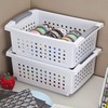 Sterilite 16628006 Medium Stacking Basket, White Basket w/ Titanium Accents,