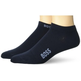 BOSS 2-Pack Bottom Logo Solid Ankle Socks, Black Berry Blue, 7-13