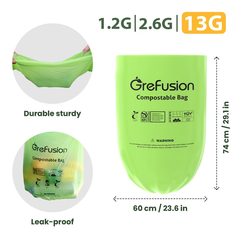 Compostable Bags,Trash bags 13+ gallon tall kitchen, Compostable Trash Lawn