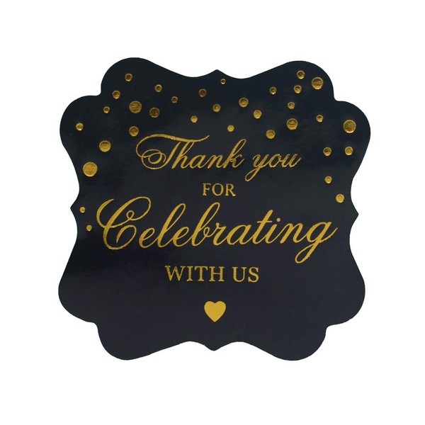 OPG Thank You For Celebrating With Us Stickers, Gold Thank
