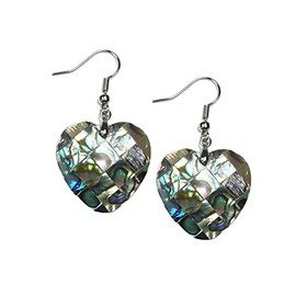 EDEN'S CALL Natural Abalone Shell Dangle Hook Earrings for Women Splice Colorful Shell Fishhook Eardrops, Heart-symmetrical