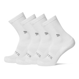 Purra Performance Mens Athletic Comfort Crew Socks | Wicking & Anti-Odor for Athletic and Everyday Wear, White, 6-8.5, 4 Pack