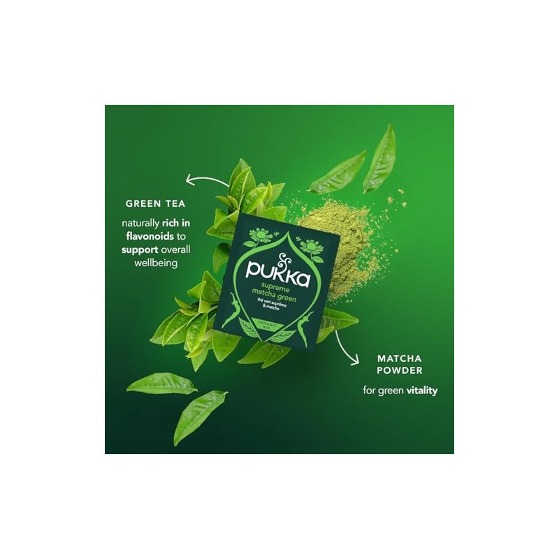 Pukka Supreme Matcha Green Herbal Tea - Energizing Daily Vitality