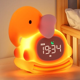 ollycasa Kids Alarm Clock, Sleep Training Clock for Toddler, Rechargeable Digital Alarm Clock with RGB Lights,ok to Wake Clock for Kids,Silicone Animal Tabletop Lamp for Kid,Gift for Kids Teens