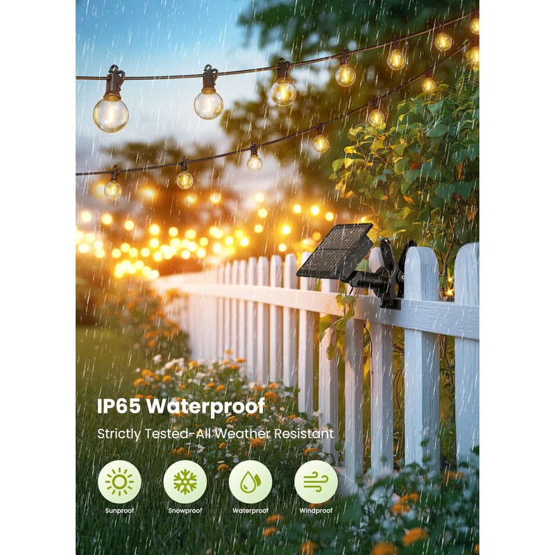 Brightown Solar String Lights Outdoor Waterproof with Remote Cable Ties