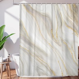 DuriLolly Abstract Marble Shower Curtain for Bathroom Luxury Grey Gold Cracked Ink Texture Ombre Shower Curtains 71x71 inch Modern Aesthetic Bathroom Decor Waterproof Fabric Include Hooks