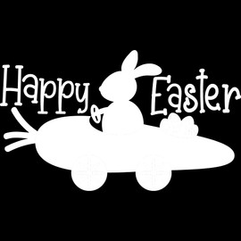 Decal Stickers of Happy Easter Bunny Rabbit Carrot Car (White) (Set of 2) Luxury Weatherproof Vinyl Decal Stickers for Laptop Desktop Smartphone Car Dirt Bike Wall Room - BICVER1d42111WHW19Y24