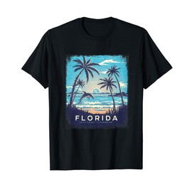 Florida Gulf Coast Dolphin Beach Sunny Day Color Print T-Shirt for Men Women