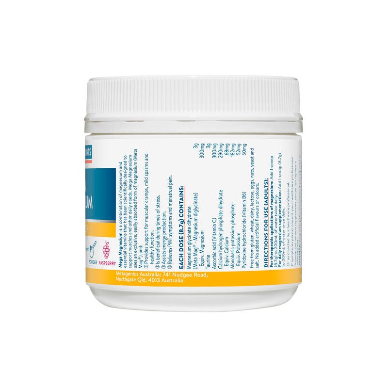 Ethical Nutrients Mega Magnesium Powder Raspberry 200g