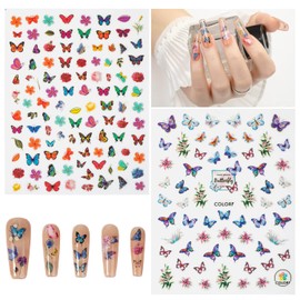 DZHILHMX Nail Stickers - 3D Self Adhesive, Multiple Colors, Butterfly, Manicure Decals, with Kit, for Nail Art Decoration