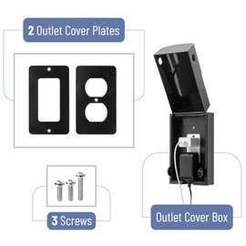 Bates - Baby Safety Outlet Cover Box, Outlet Covers Baby Proofing, Plug Covers for Electrical Outlets, Baby Proof Outlet Covers, Socket Covers for Outlets, Child Proof Outlet Cover, Black Box