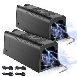 2 Pack Upgraded Electric Mouse Trap Zapper, Effective Electric Rat Trap for Indoor Use, Powerful Voltage Instantly Kills Mice Rats, No Touch and Reusable Rodent Control for Apartment Garage