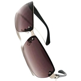 Bliss Leather Men's Ikatsume Sunglasses, Thin Frame, Isolate, Oraora-style, Artisans, Gaten-style, Choiwar, Gentle on the Eyes, Silver x Half Smoke
