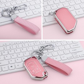 Seedwee for Jeep Fob Cover, Soft TPU Keys Protector Bling Key Fob Keychain for Jeep Wrangler JLU JL Gladiator Rubicon JT Car Flip Key, Silver Pink