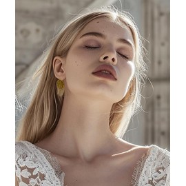 ROSELYNNE Gold Plated Tassel Vintage Antique Earrings Art Deco Jewelry Braided