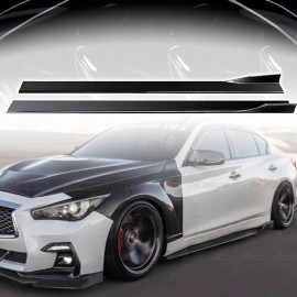 ZTT For INFINITI Q50 Gloss Black Side Skirt Rocker Panel Splitter Winglet Sytle
