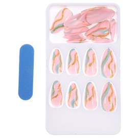 Healeved Women's Striped Nail Art Tips 24pcs Full Coverage False Nails Stylish Manicure Decorations for Occasions