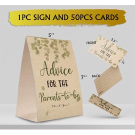 Advice for the Parents-to-Be Sign, Baby Shower Advice Game Kit (1 Standing Sign + 50 Advice Cards), Baby Showers Decorations-NPZAD13