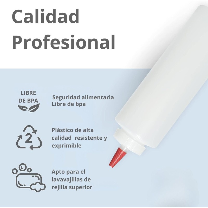 U Chef Juego de 6 Botellas de Plástico Exprimibles para